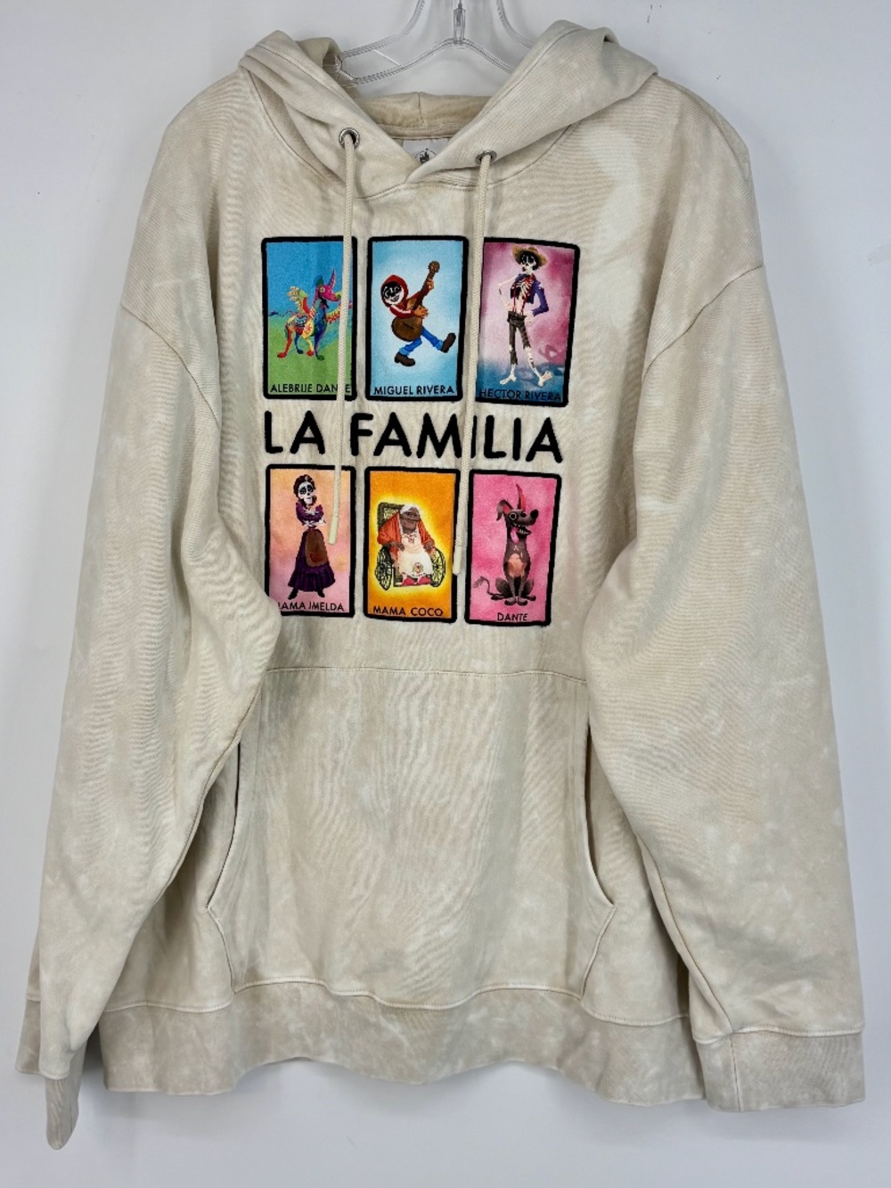 Disney Pixar Adult XL Hoodie Sweatshirt Beige Coco Movie La Familia Family LS